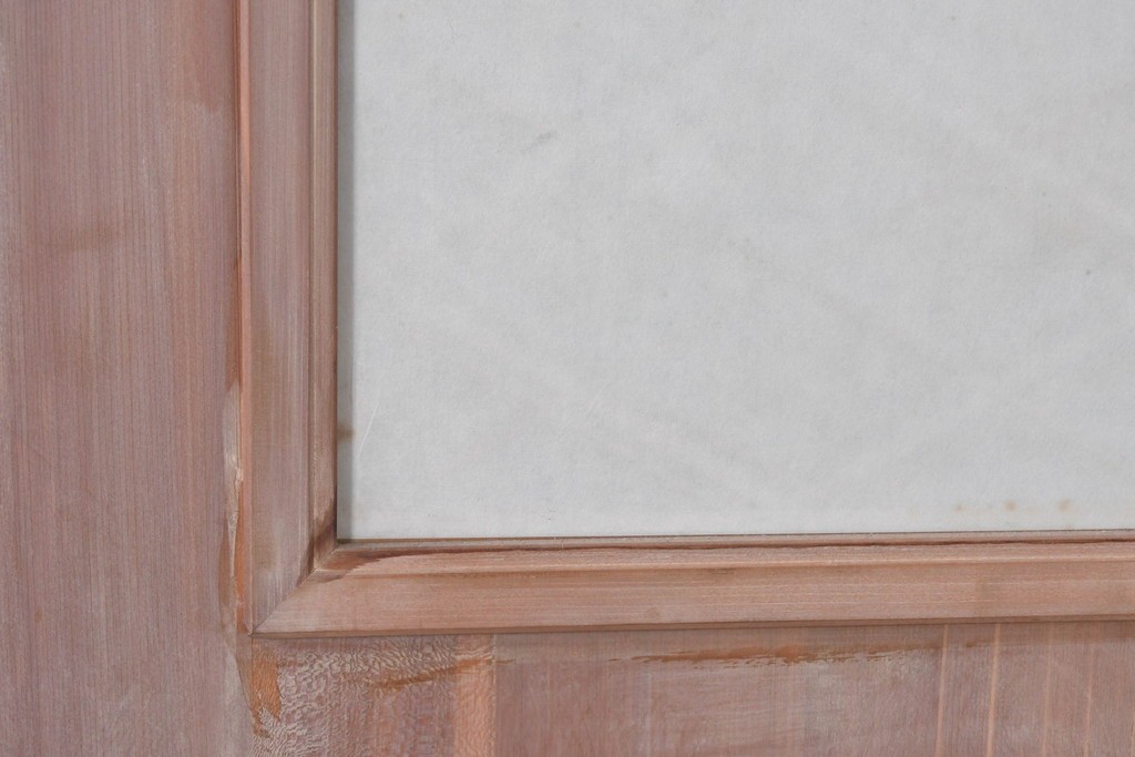 ヴィンテージ建具　昭和中期　高級品　斜め格子の組子が上品な裏障子付き引き戸2枚セット　(R-085035)