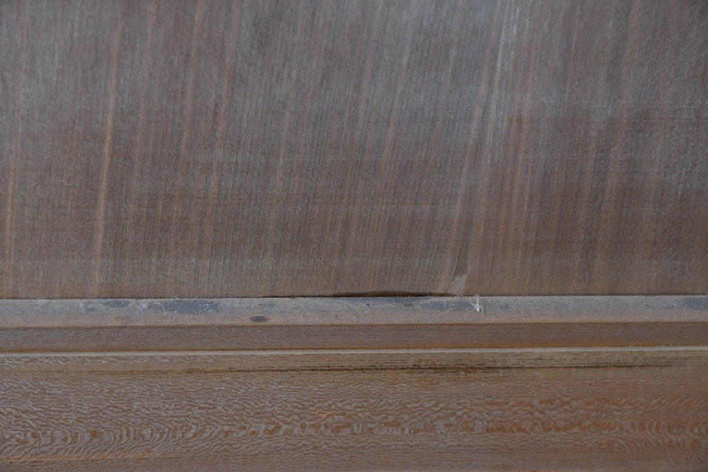 ヴィンテージ建具　昭和中期　高級品　斜め格子の組子が上品な裏障子付き引き戸2枚セット　(R-085035)