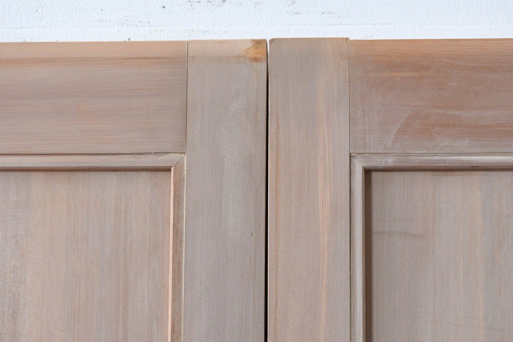 ヴィンテージ建具　昭和中期　高級品　斜め格子の組子が上品な裏障子付き引き戸2枚セット　(R-085035)