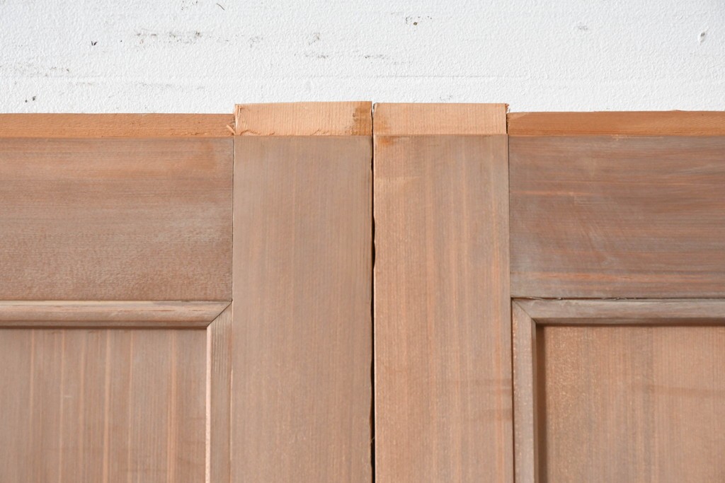 ヴィンテージ建具　昭和中期　高級品　斜め格子の組子が上品な裏障子付き引き戸2枚セット　(R-085036)