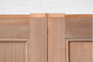 ヴィンテージ建具　昭和中期　高級品　斜め格子の組子が上品な裏障子付き引き戸2枚セット　(R-085036)