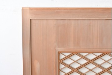 ヴィンテージ建具　昭和中期　高級品　斜め格子の組子が上品な裏障子付き引き戸2枚セット　(R-085036)