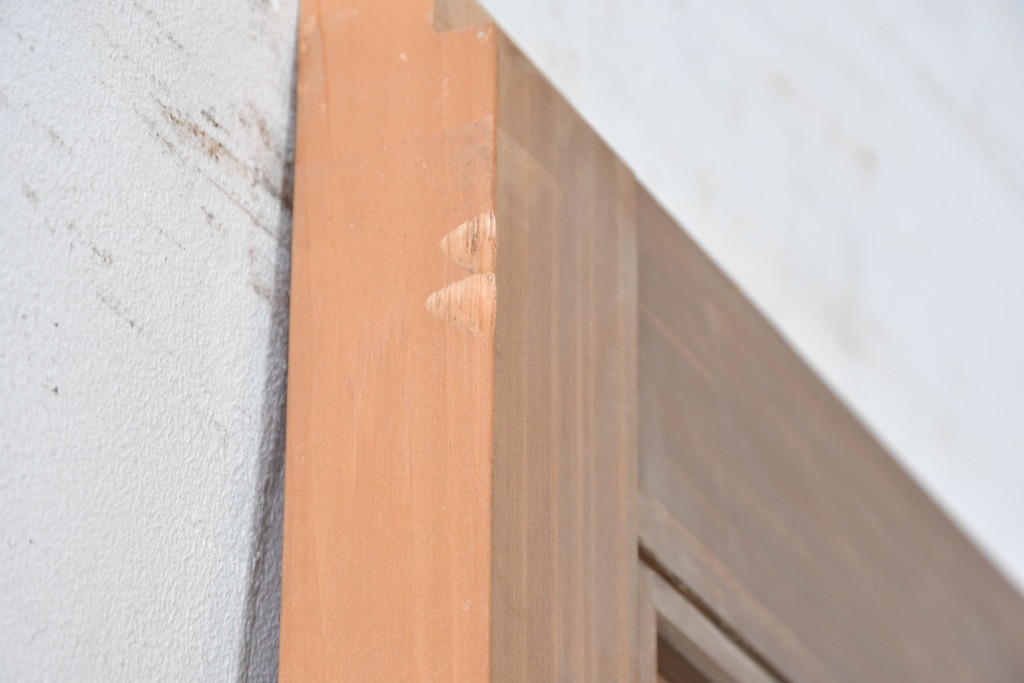 ヴィンテージ建具　昭和中期　高級品　斜め格子の組子が上品な裏障子付き引き戸2枚セット　(R-085036)