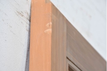 ヴィンテージ建具　昭和中期　高級品　斜め格子の組子が上品な裏障子付き引き戸2枚セット　(R-085036)