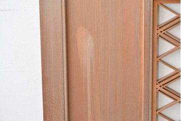 ヴィンテージ建具　昭和中期　高級品　斜め格子の組子が上品な裏障子付き引き戸2枚セット　(R-085036)