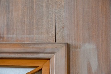 ヴィンテージ建具　昭和中期　高級品　斜め格子の組子が上品な裏障子付き引き戸2枚セット　(R-085036)