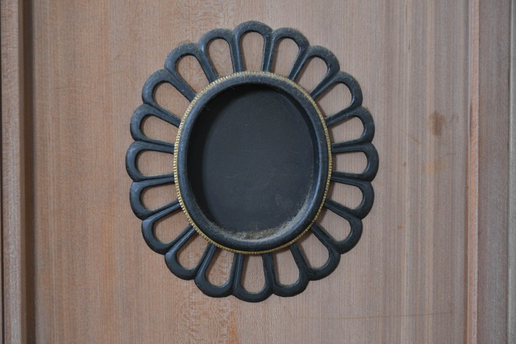 ヴィンテージ建具　昭和中期　高級品　斜め格子の組子が上品な裏障子付き引き戸2枚セット　(R-085036)