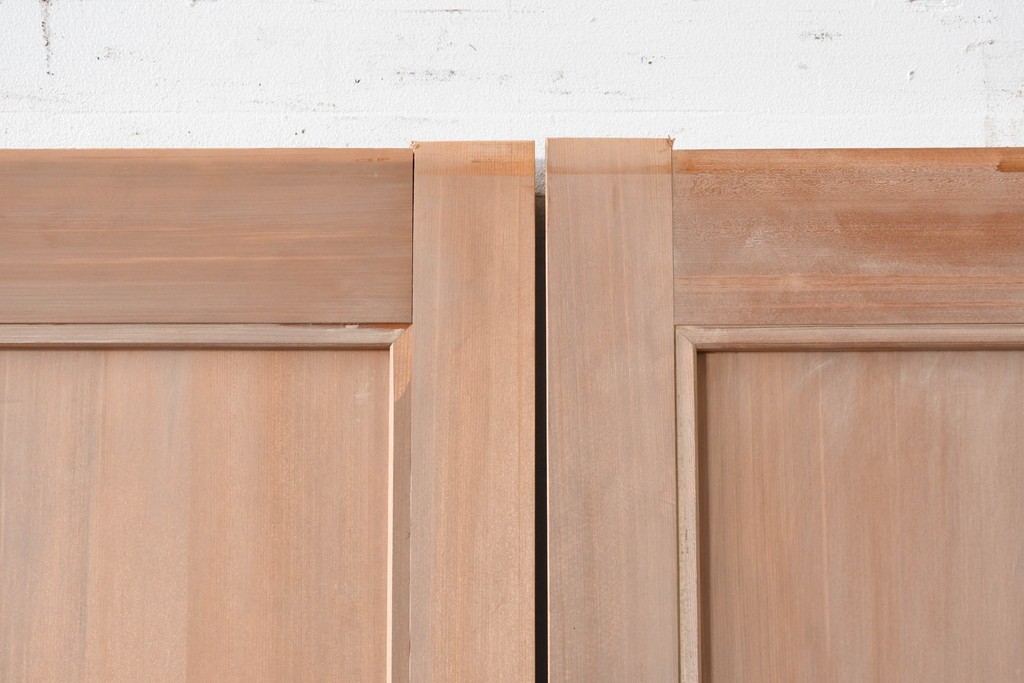 ヴィンテージ建具　昭和中期　高級品　斜め格子の組子が上品な裏障子付き引き戸2枚セット　(R-085036)