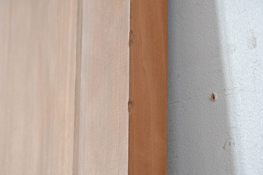 ヴィンテージ建具　昭和中期　高級品　斜め格子の組子が上品な裏障子付き引き戸2枚セット　(R-085036)