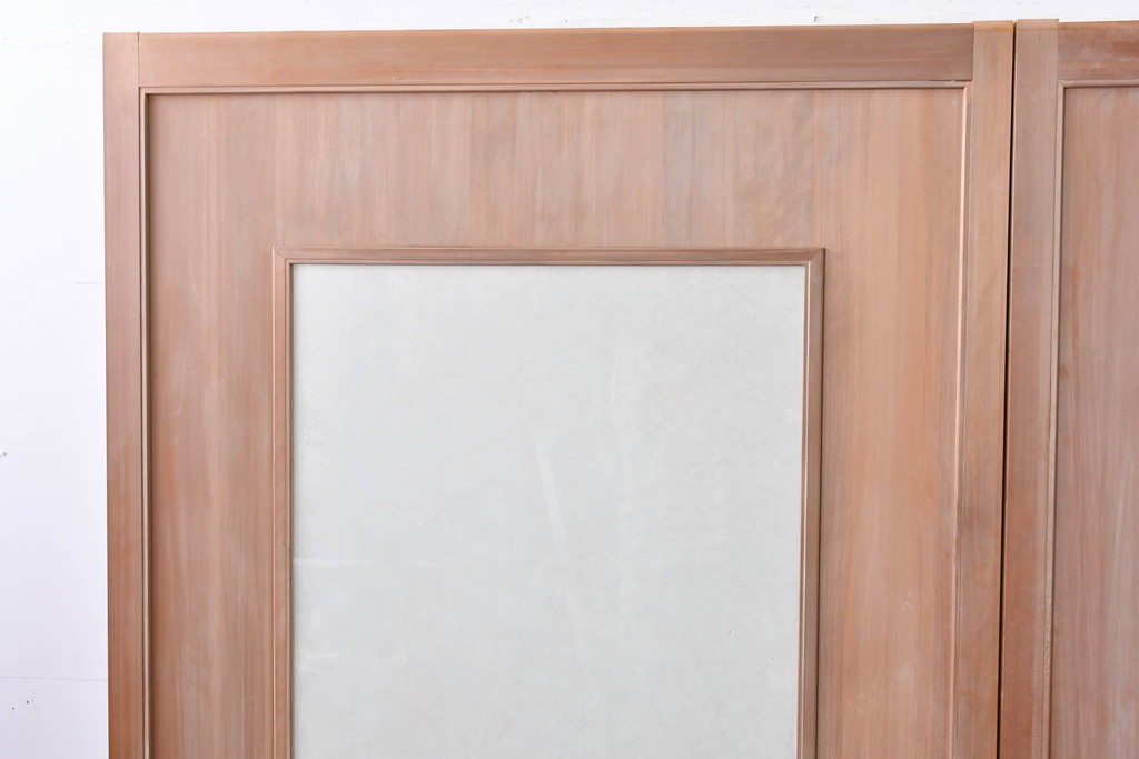 ヴィンテージ建具　昭和中期　高級品　斜め格子の組子が上品な裏障子付き引き戸2枚セット　(R-085036)