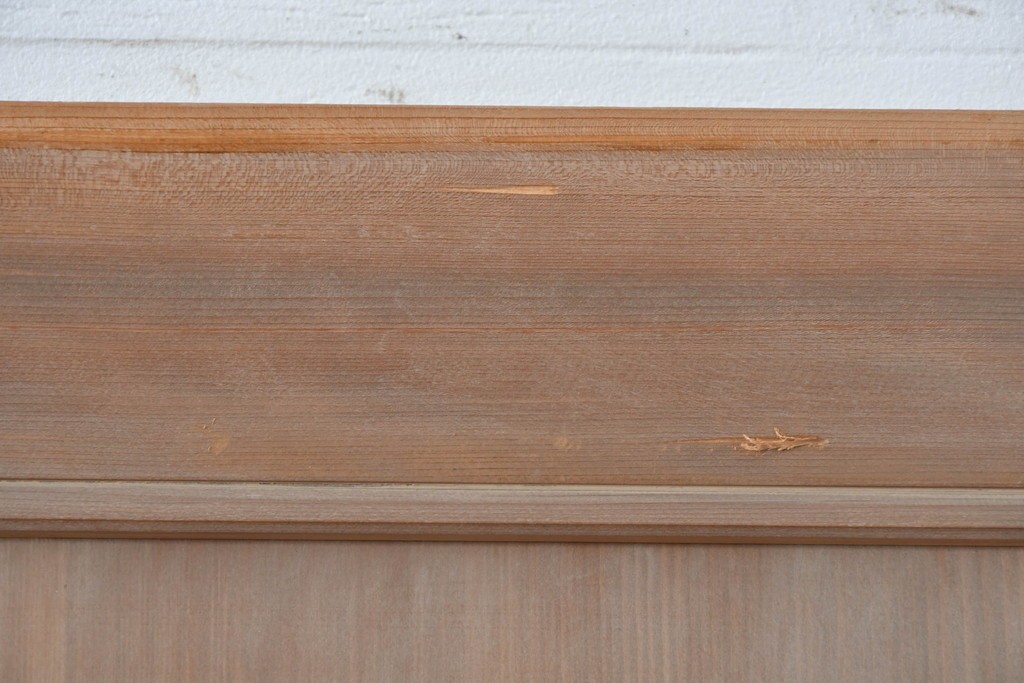 ヴィンテージ建具　昭和中期　高級品　斜め格子の組子が上品な裏障子付き引き戸2枚セット　(R-085036)