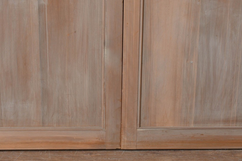 ヴィンテージ建具　昭和中期　高級品　斜め格子の組子が上品な裏障子付き引き戸2枚セット　(R-085036)