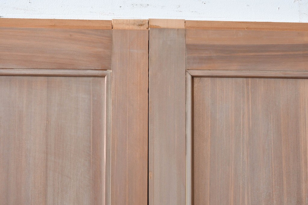 ヴィンテージ建具　昭和中期　高級品　斜め格子の組子が上品な裏障子付き引き戸2枚セット　(R-085037)