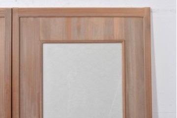 ヴィンテージ建具　昭和中期　高級品　斜め格子の組子が上品な裏障子付き引き戸2枚セット　(R-085037)