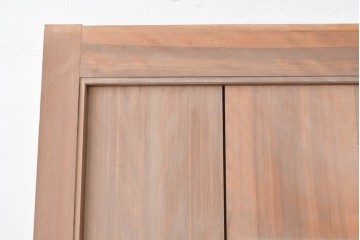 ヴィンテージ建具　昭和中期　高級品　斜め格子の組子が上品な裏障子付き引き戸2枚セット　(R-085037)