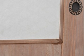 ヴィンテージ建具　昭和中期　高級品　斜め格子の組子が上品な裏障子付き引き戸2枚セット　(R-085037)