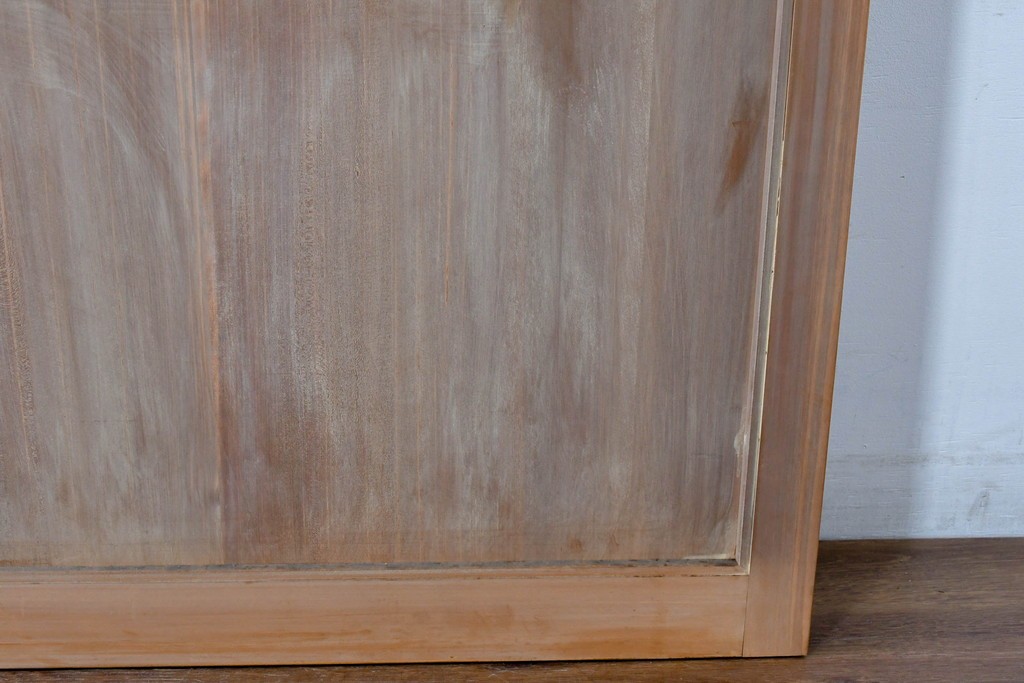 ヴィンテージ建具　昭和中期　高級品　斜め格子の組子が上品な裏障子付き引き戸2枚セット　(R-085037)