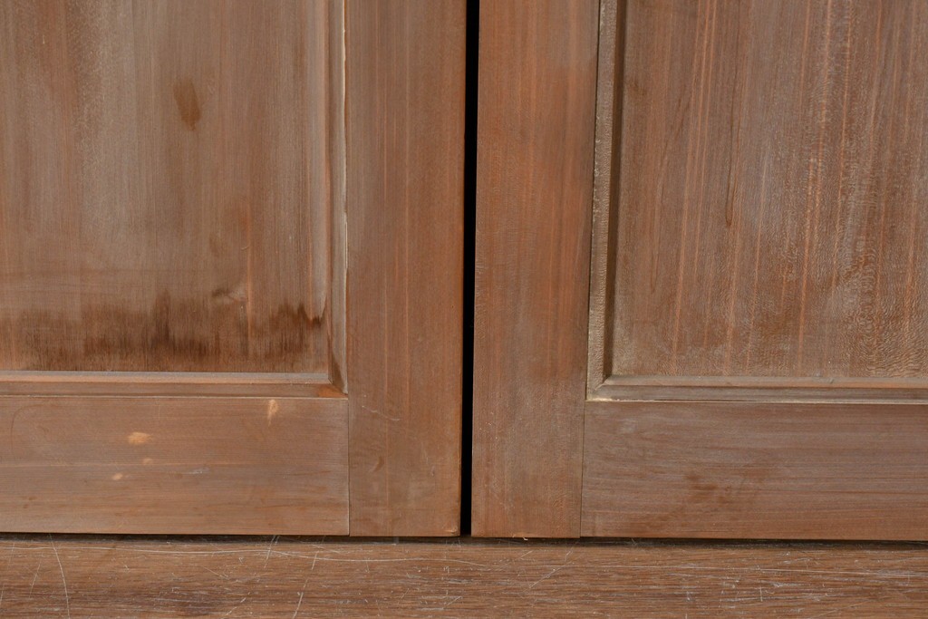 ヴィンテージ建具　昭和中期　高級品　斜め格子の組子が上品な裏障子付き引き戸2枚セット　(R-085037)