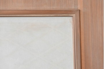 ヴィンテージ建具　昭和中期　高級品　斜め格子の組子が上品な裏障子付き引き戸2枚セット　(R-085037)