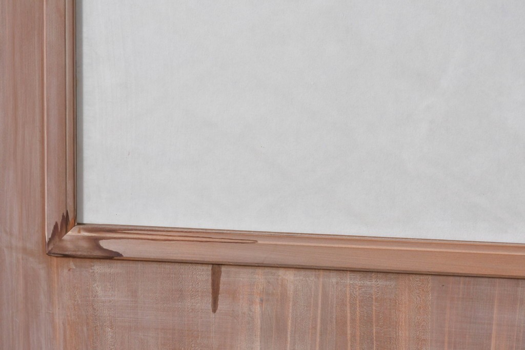 ヴィンテージ建具　昭和中期　高級品　斜め格子の組子が上品な裏障子付き引き戸2枚セット　(R-085037)