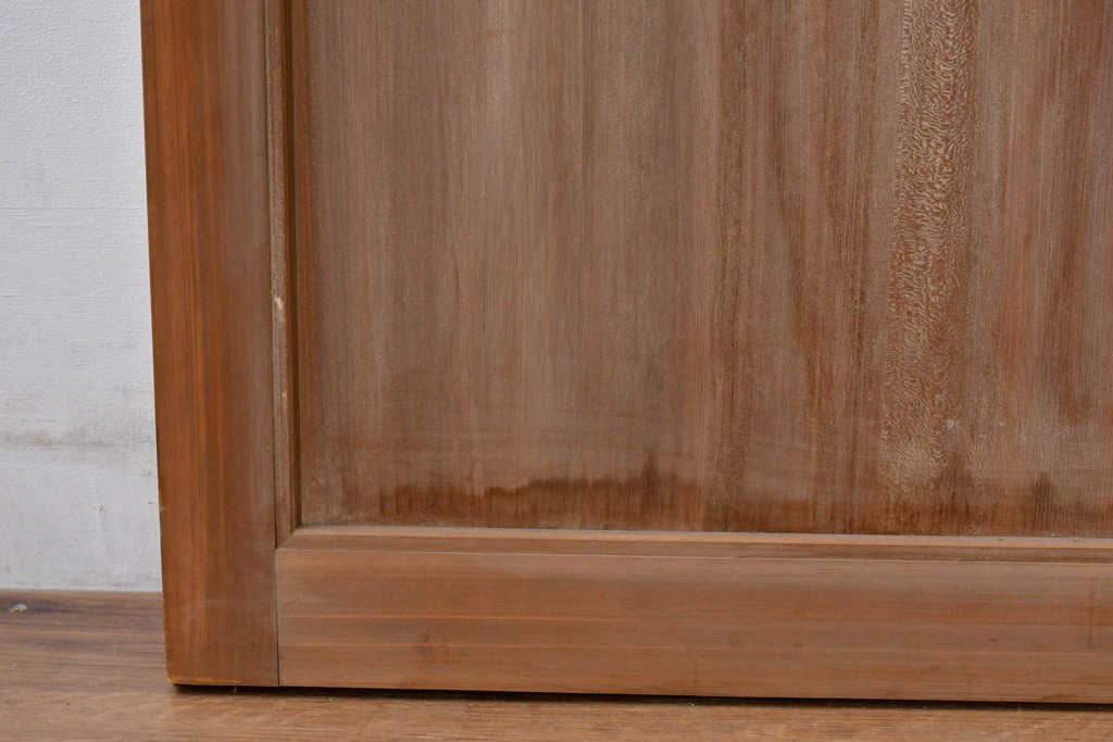 ヴィンテージ建具　昭和中期　高級品　斜め格子の組子が上品な裏障子付き引き戸2枚セット　(R-085037)