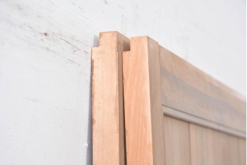 ヴィンテージ建具　昭和中期　高級品　斜め格子の組子が上品な裏障子付き引き戸2枚セット　(R-085037)