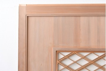 ヴィンテージ建具　昭和中期　高級品　斜め格子の組子が上品な裏障子付き引き戸2枚セット　(R-085038)