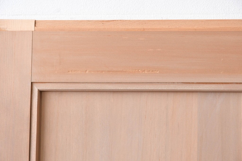 ヴィンテージ建具　昭和中期　高級品　斜め格子の組子が上品な裏障子付き引き戸2枚セット　(R-085038)