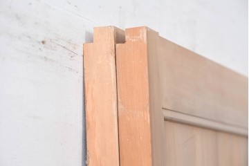 ヴィンテージ建具　昭和中期　高級品　斜め格子の組子が上品な裏障子付き引き戸2枚セット　(R-085038)