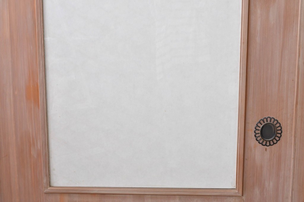 ヴィンテージ建具　昭和中期　高級品　斜め格子の組子が上品な裏障子付き引き戸2枚セット　(R-085038)