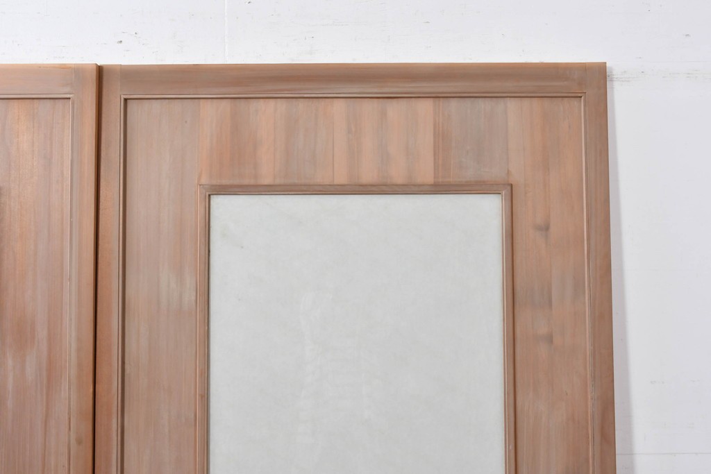 ヴィンテージ建具　昭和中期　高級品　斜め格子の組子が上品な裏障子付き引き戸2枚セット　(R-085038)