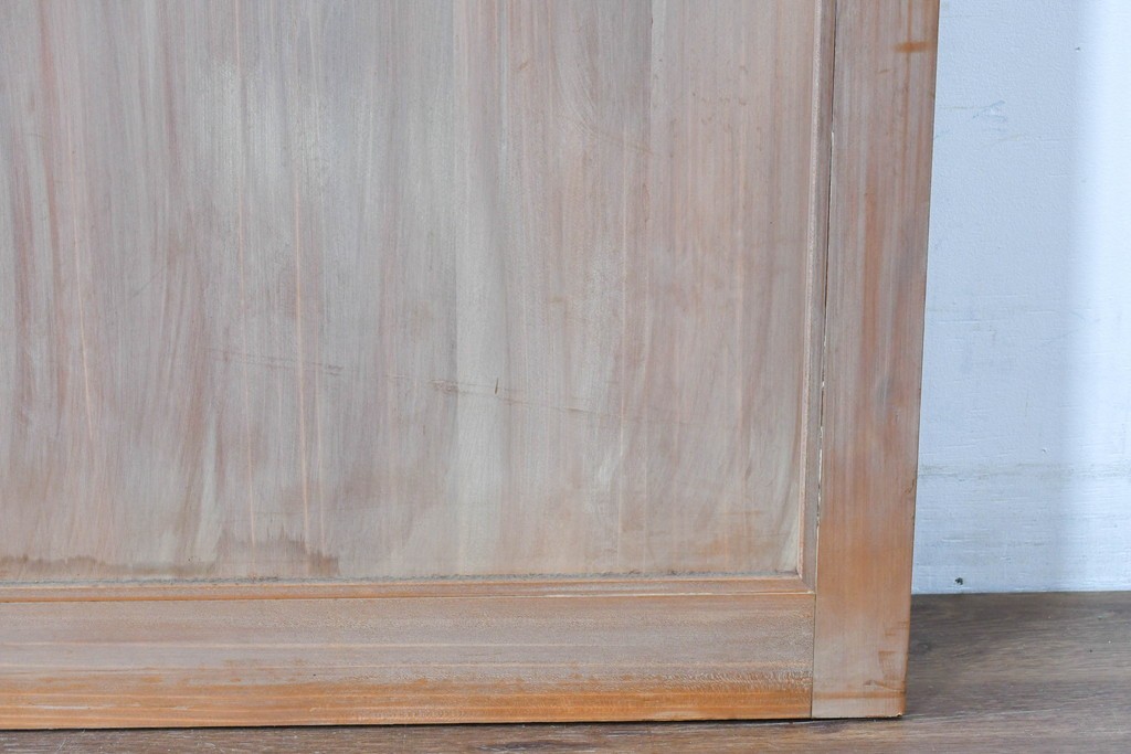 ヴィンテージ建具　昭和中期　高級品　斜め格子の組子が上品な裏障子付き引き戸2枚セット　(R-085038)