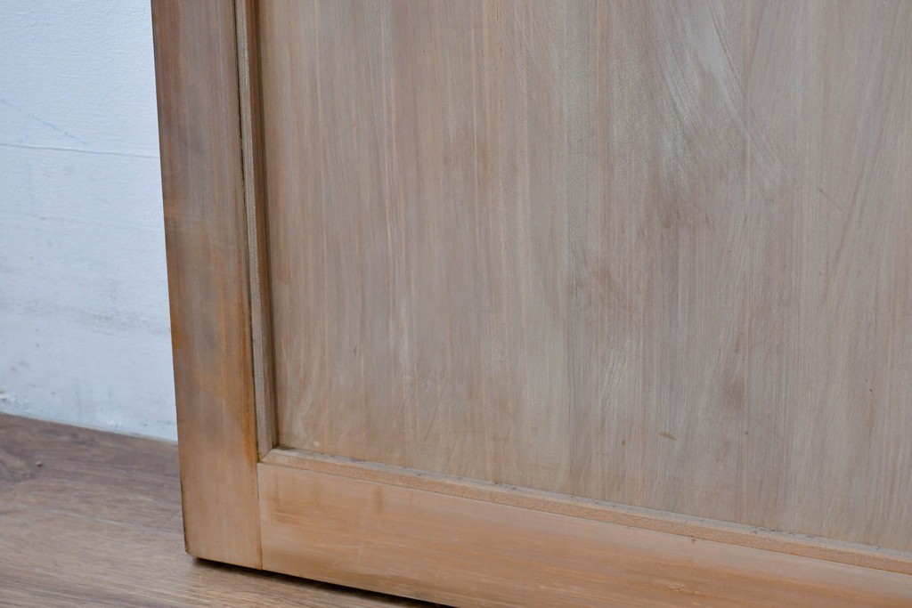 ヴィンテージ建具　昭和中期　高級品　斜め格子の組子が上品な裏障子付き引き戸2枚セット　(R-085038)