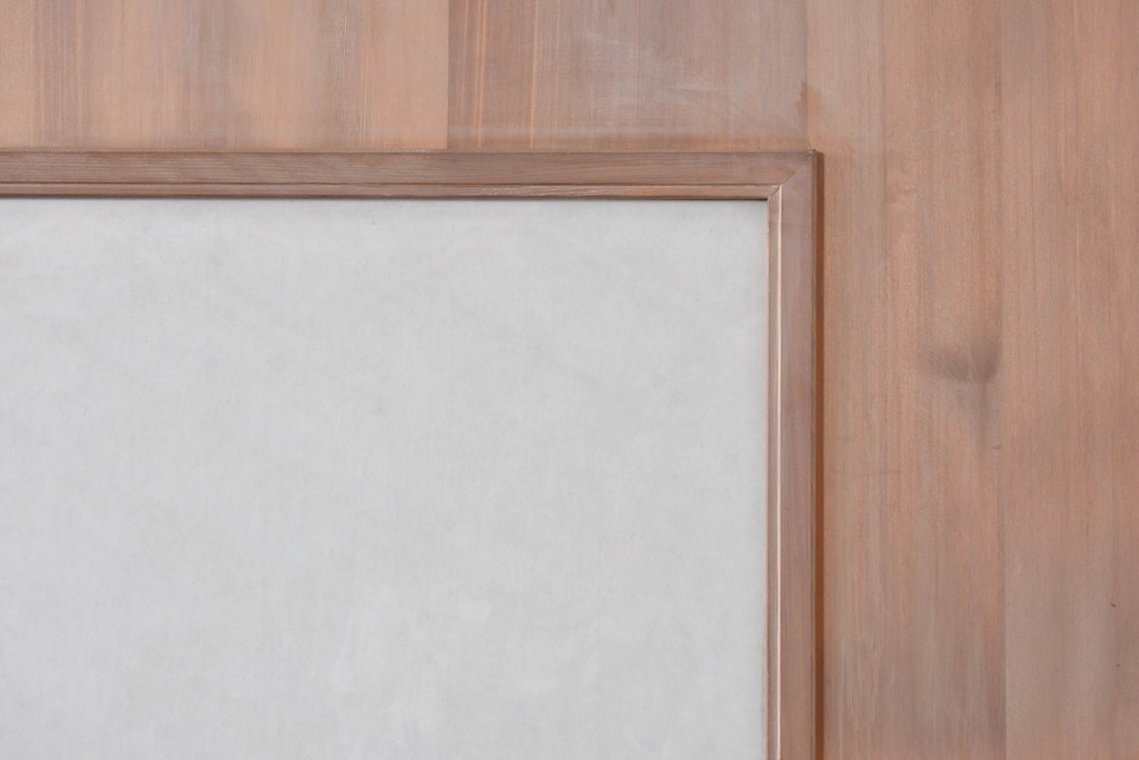 ヴィンテージ建具　昭和中期　高級品　斜め格子の組子が上品な裏障子付き引き戸2枚セット　(R-085038)