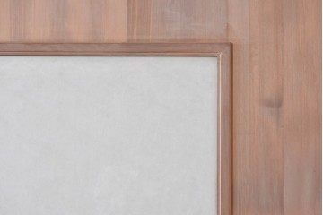 ヴィンテージ建具　昭和中期　高級品　斜め格子の組子が上品な裏障子付き引き戸2枚セット　(R-085038)