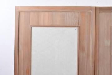 ヴィンテージ建具　昭和中期　高級品　斜め格子の組子が上品な裏障子付き引き戸2枚セット　(R-085038)