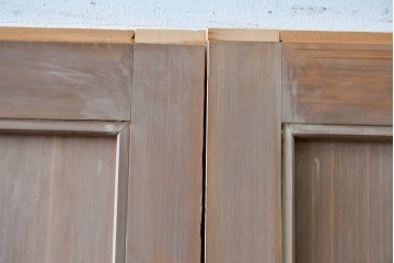 ヴィンテージ建具　昭和中期　高級品　斜め格子の組子が上品な裏障子付き引き戸2枚セット　(R-085038)