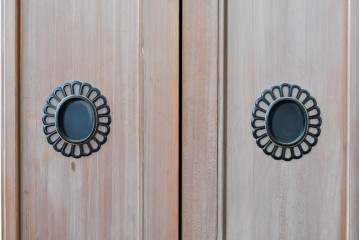 ヴィンテージ建具　昭和中期　高級品　斜め格子の組子が上品な裏障子付き引き戸2枚セット　(R-085038)