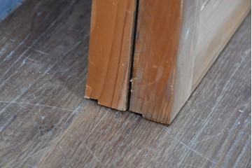 ヴィンテージ建具　昭和中期　高級品　斜め格子の組子が上品な裏障子付き引き戸2枚セット　(R-085038)