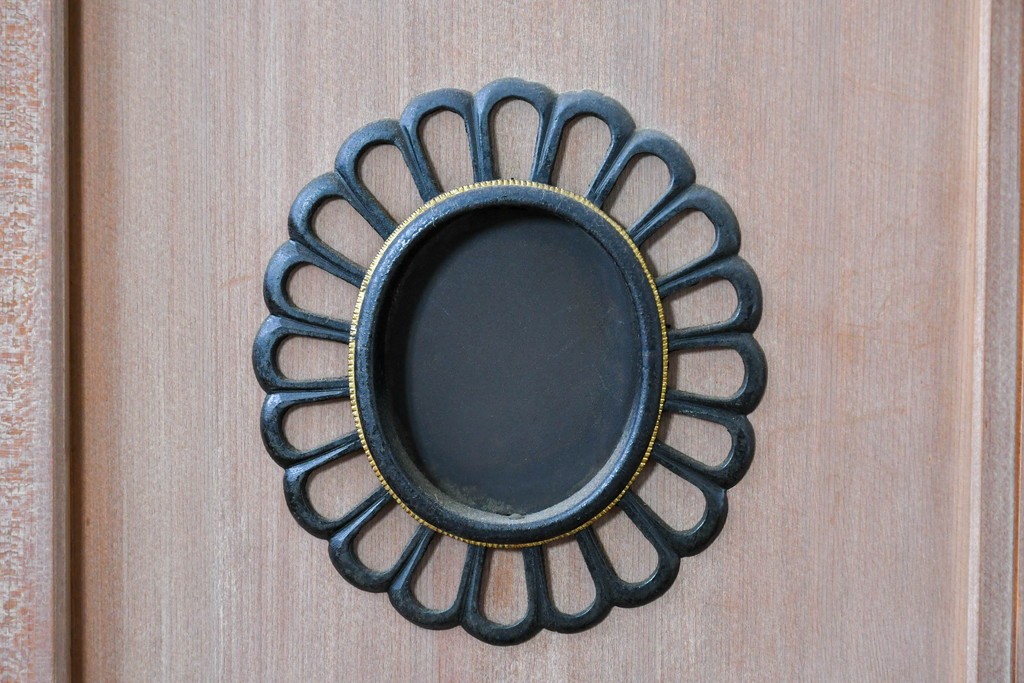 ヴィンテージ建具　昭和中期　高級品　斜め格子の組子が上品な裏障子付き引き戸2枚セット　(R-085038)