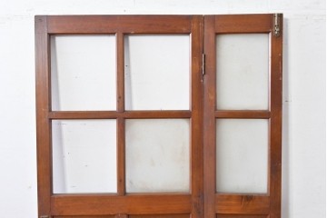アンティーク建具　昭和初期～中期　ガラス入りの趣ある折れ戸1枚　(R-085040)