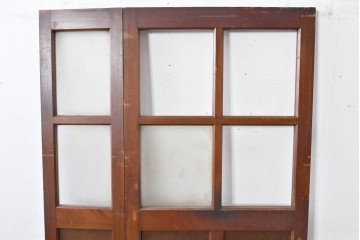 アンティーク建具　昭和初期～中期　ガラス入りの趣ある折れ戸1枚　(R-085040)