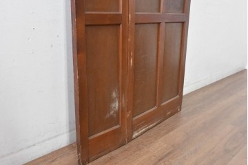 アンティーク建具　昭和初期～中期　ガラス入りの趣ある折れ戸1枚　(R-085040)