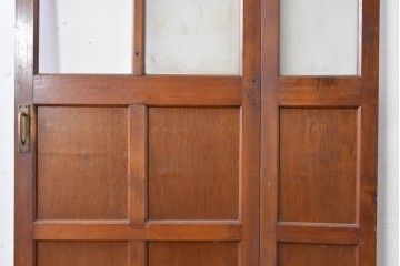 アンティーク建具　昭和初期～中期　ガラス入りの趣ある折れ戸1枚　(R-085040)