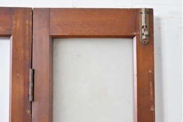 アンティーク建具　昭和初期～中期　ガラス入りの趣ある折れ戸1枚　(R-085040)