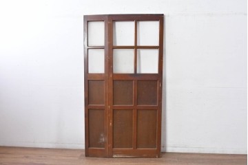 アンティーク建具　昭和初期～中期　ガラス入りの趣ある折れ戸1枚　(R-085040)