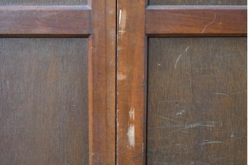 アンティーク建具　昭和初期～中期　ガラス入りの趣ある折れ戸1枚　(R-085040)