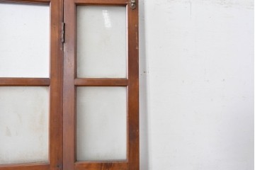 アンティーク建具　昭和初期～中期　ガラス入りの趣ある折れ戸1枚　(R-085040)