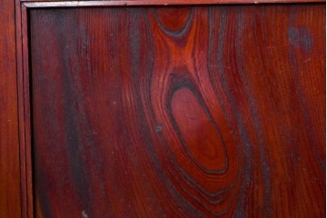 アンティーク建具　大正期　下部の鏡板に欅(ケヤキ)の一枚板を使用した漆塗りのガラス帯戸3枚セット　(R-085041)