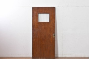 ヴィンテージ建具　柔らかく光を取り込むリブガラス入りドア　(R-085042)